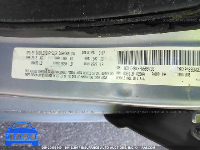 2007 Chrysler Sebring 1C3LC46KX7N589726 image 8