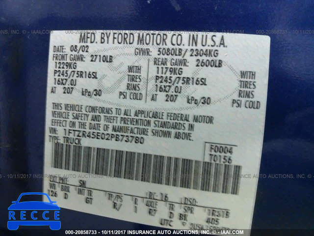 2002 Ford Ranger 1FTZR45E02PB73780 image 8