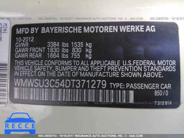 2013 Mini Cooper WMWSU3C54DT371279 image 8
