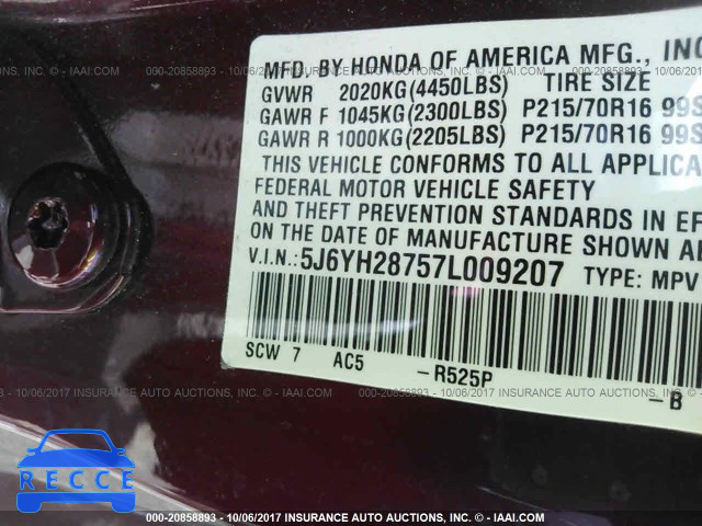2007 Honda Element 5J6YH28757L009207 image 8