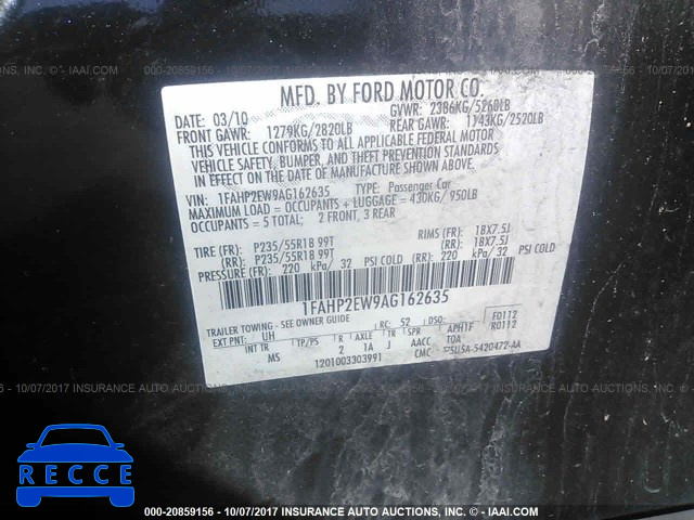 2010 Ford Taurus SEL 1FAHP2EW9AG162635 image 8