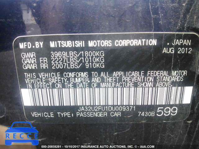 2013 Mitsubishi Lancer ES/ES SPORT JA32U2FU1DU009371 image 8