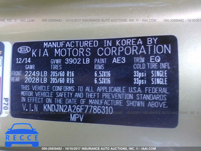 2015 KIA Soul KNDJN2A26F7786310 image 8