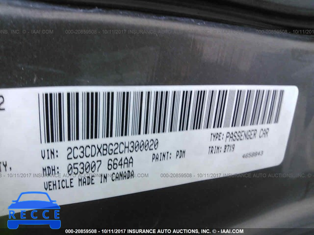 2012 Dodge Charger 2C3CDXBG2CH300020 зображення 8