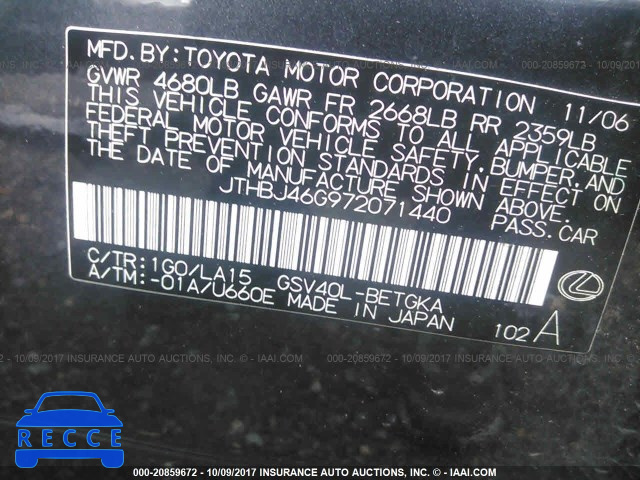 2007 Lexus ES JTHBJ46G972071440 image 8