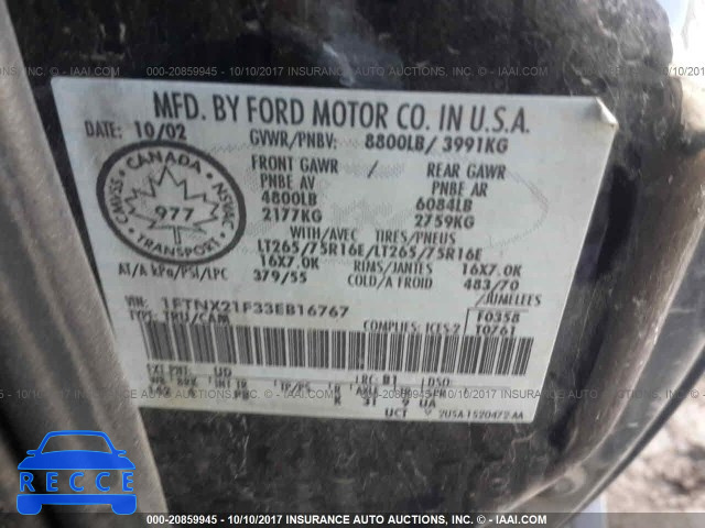 2003 Ford F250 1FTNX21F33EB16767 image 8