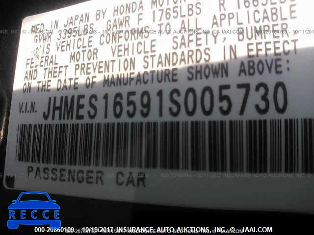 2001 Honda Civic JHMES16591S005730 image 8