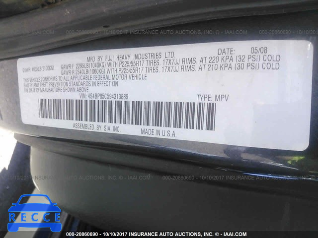 2009 SUBARU OUTBACK 3.0R 4S4BP85C594313889 Bild 8