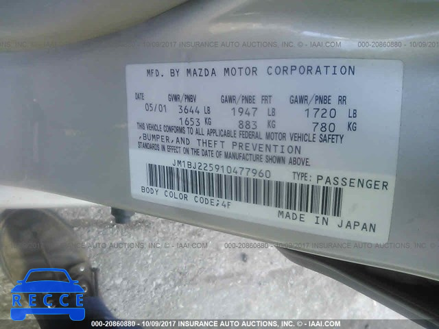 2001 Mazda Protege LX/ES JM1BJ225910477960 зображення 8