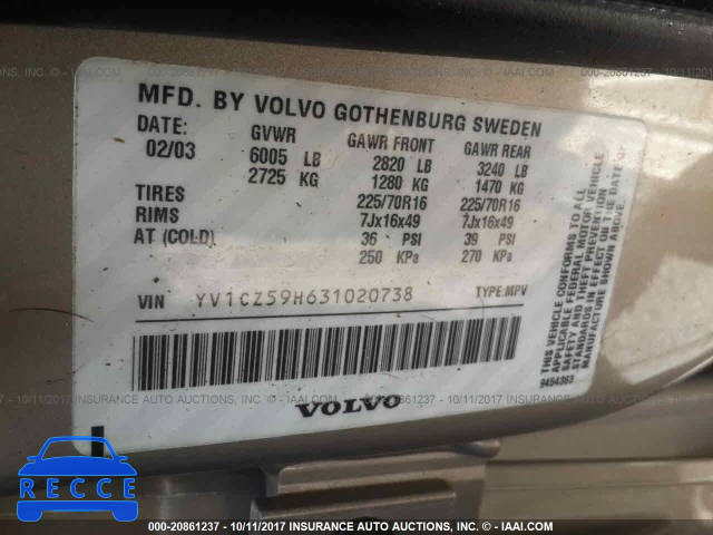 2003 Volvo XC90 YV1CZ59H631020738 image 8