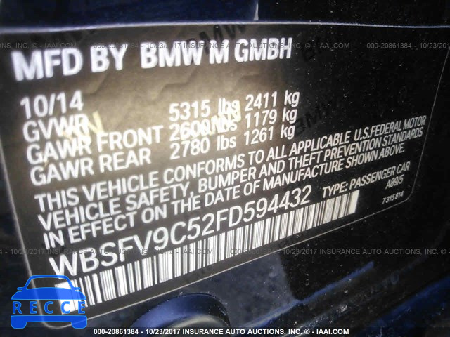 2015 BMW M5 WBSFV9C52FD594432 зображення 8