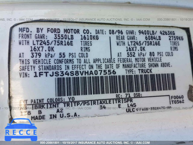1997 Ford Econoline E350 SUPER DUTY VAN 1FTJS34S8VHA07556 image 8