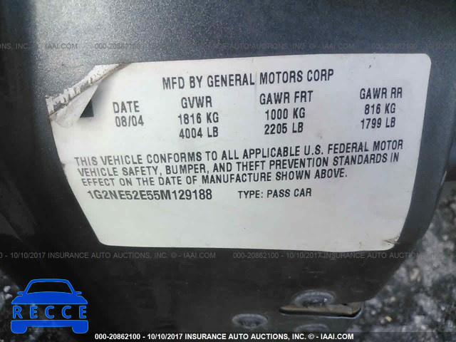 2005 PONTIAC GRAND AM 1G2NE52E55M129188 image 8