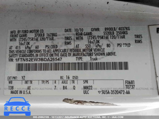 2011 Ford Econoline 1FTNS2EW3BDA26547 image 8