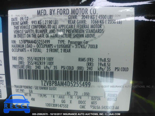2013 Ford Mustang 1ZVBP8AM4D5255499 image 8