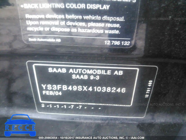 2004 SAAB 9-3 LINEAR YS3FB49SX41038246 зображення 8