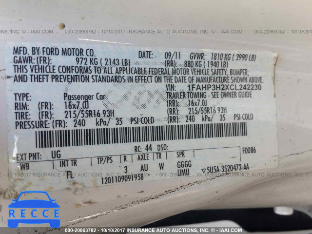 2012 Ford Focus 1FAHP3H2XCL242230 image 8
