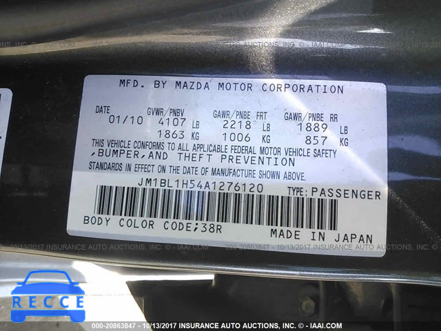 2010 Mazda 3 JM1BL1H54A1276120 image 8