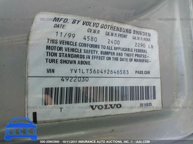 2000 Volvo S70 YV1LT56D4Y2646583 image 8