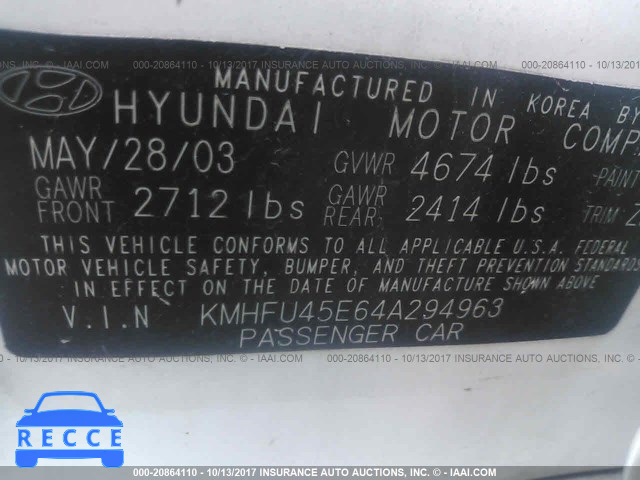 2004 Hyundai XG 350 KMHFU45E64A294963 image 8