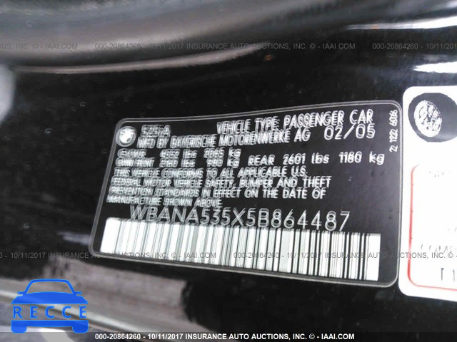 2005 BMW 525 WBANA535X5B864487 image 8