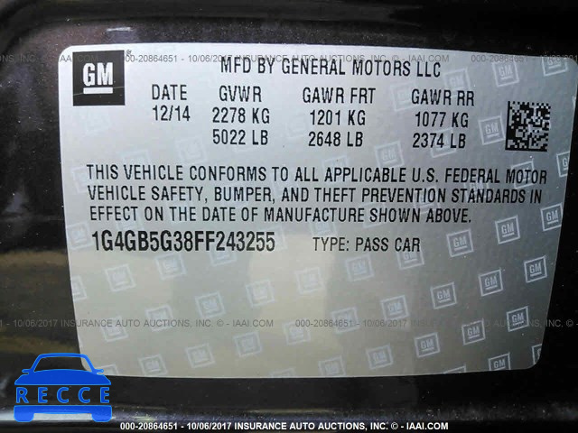 2015 Buick Lacrosse 1G4GB5G38FF243255 image 8