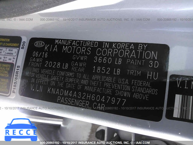2017 KIA RIO LX KNADM4A32H6047977 image 8