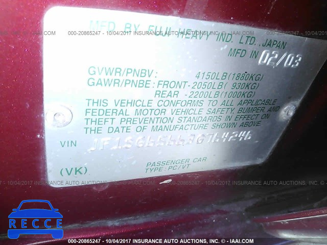 2003 Subaru Forester JF1SG65663G764246 image 8