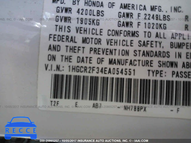 2014 Honda Accord 1HGCR2F34EA054551 image 8