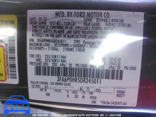 2013 Ford Fusion 3FA6P0HR5DR245011 image 8