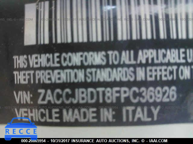 2015 Jeep Renegade LIMITED ZACCJBDT8FPC36926 image 8