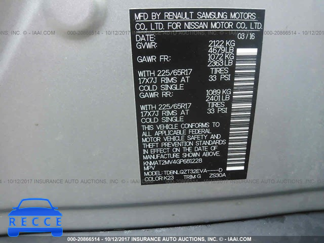 2016 Nissan Rogue KNMAT2MV4GP681228 image 8