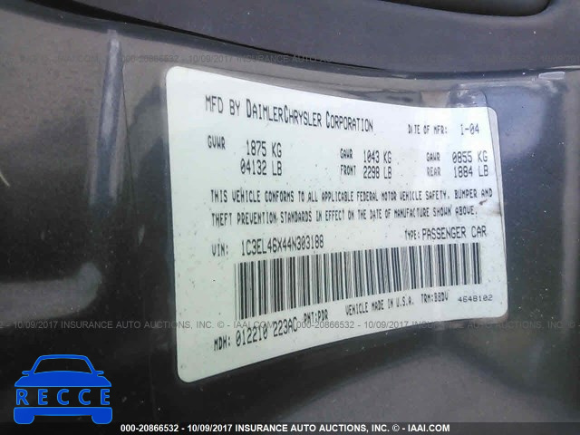 2004 Chrysler Sebring LX 1C3EL46X44N303188 image 8