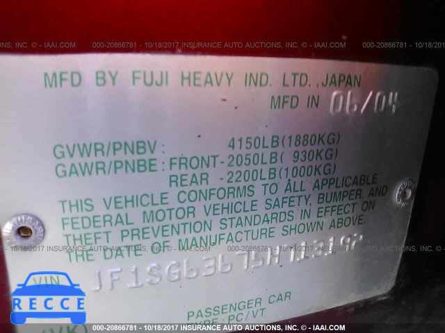 2005 Subaru Forester JF1SG63675H713192 image 8