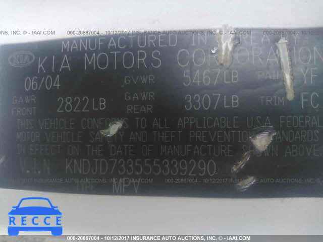 2005 KIA Sorento EX/LX KNDJD733555339290 image 8