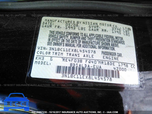 2008 Nissan Versa S/SL 3N1BC11EX8L454578 image 8