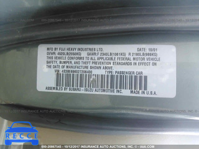 2002 Subaru Legacy 4S3BE896027206400 зображення 8