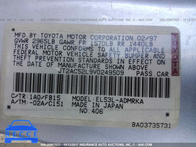 1997 TOYOTA TERCEL JT2AC52L9V0249509 image 8