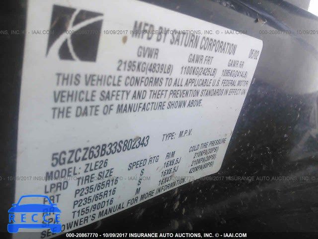 2003 Saturn VUE 5GZCZ63B33S802343 image 8