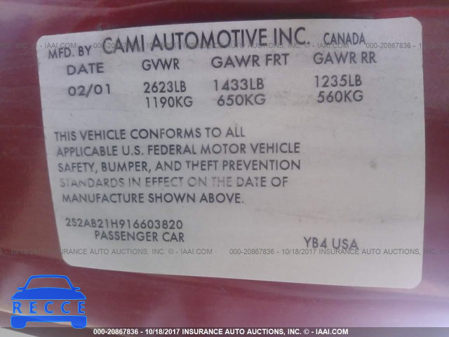 2001 Suzuki Swift GA/GL 2S2AB21H916603820 Bild 8