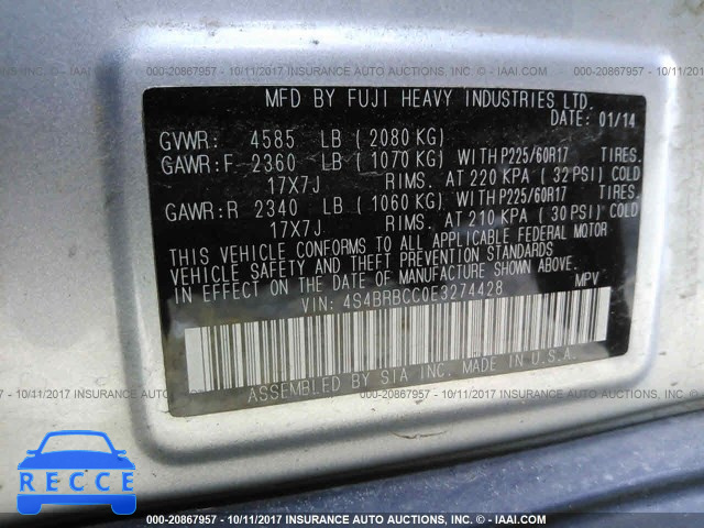 2014 Subaru Outback 2.5I PREMIUM 4S4BRBCC0E3274428 Bild 8