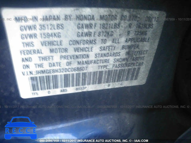 2013 Honda FIT JHMGE8H32DC068607 image 8