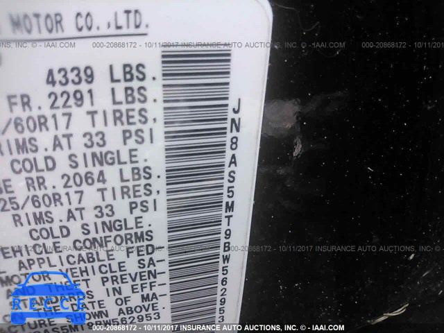 2011 Nissan Rogue JN8AS5MT9BW562953 image 8