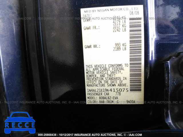 2009 Nissan Altima 1N4AL21E19N415075 image 8