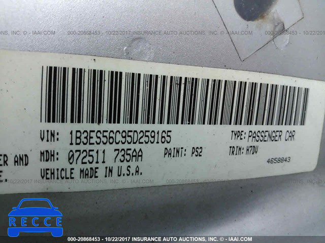 2005 Dodge Neon SXT 1B3ES56C95D259165 image 8