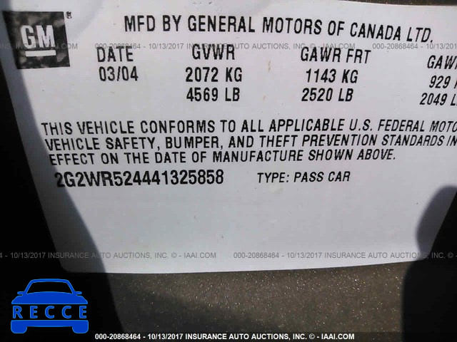 2004 Pontiac Grand Prix 2G2WR524441325858 image 8