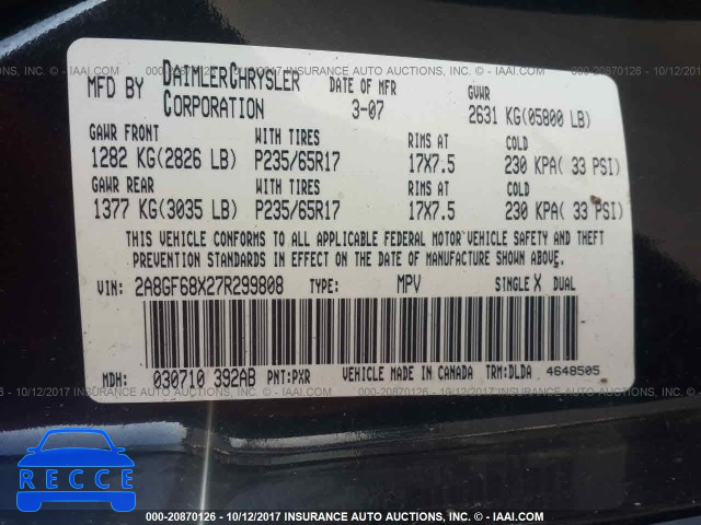2007 Chrysler Pacifica TOURING 2A8GF68X27R299808 image 8