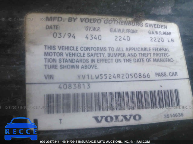 1994 Volvo 850 YV1LW5524R2050866 image 8