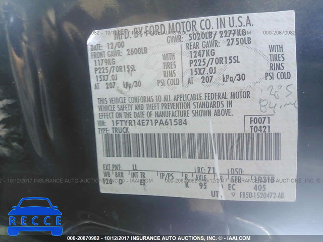 2001 Ford Ranger 1FTYR14E71PA61584 image 8