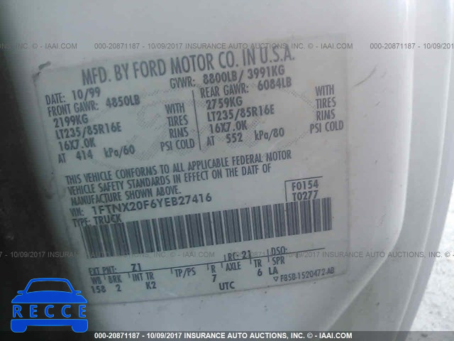 2000 Ford F250 1FTNX20F6YEB27416 image 8